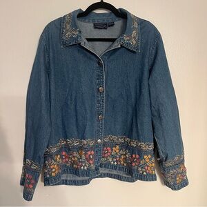 Willow Ridge Embroidered Blue Denim Jacket XL